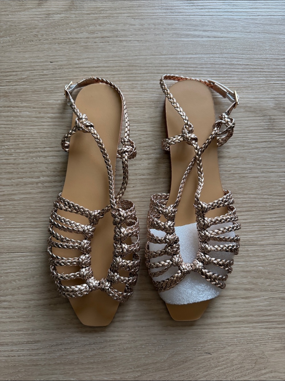 SHEIN Braided Metallic Sandals - Rose Gold